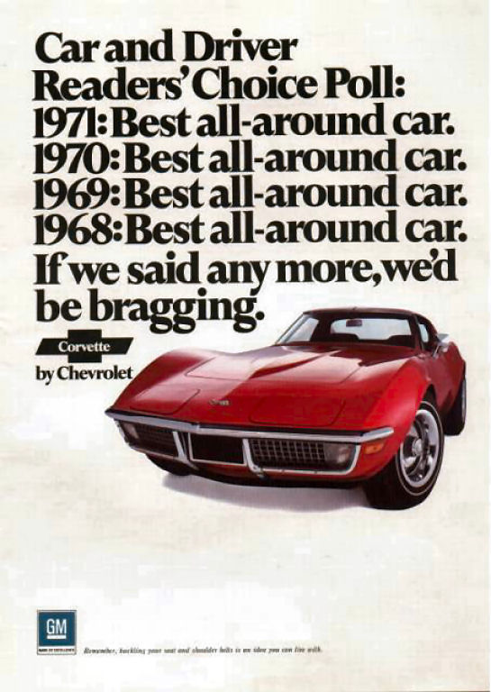 1971 Chevrolet Corvette Advertising